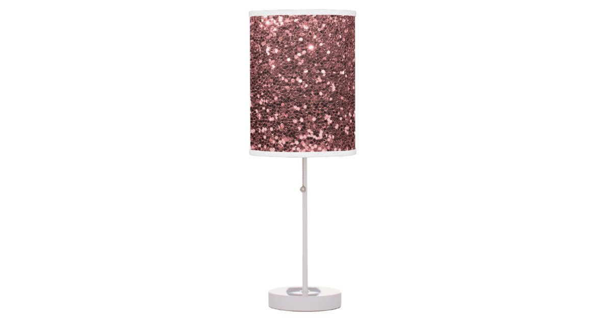 Glam Rose Gold Pink Faux Glitter Print Sparkles Desk Lamp Zazzle Com