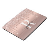 Glam Rose Gold Pink Glitter Drips Monogram Script iPad Pro Cover (Side)