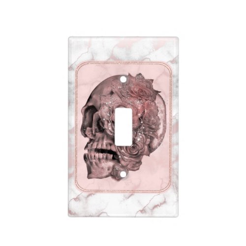 Glam Rose Gold Pink Skull Marble Light Switch Cover