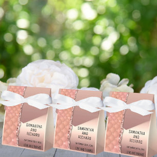 Glam Rose Gold Ripped Glitter Metallic Favor Boxes