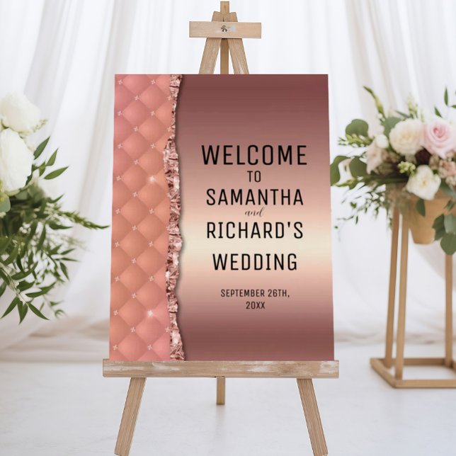 Glam Rose Gold Ripped Glitter Metallic Welcome Foam Board (Creator Uploaded)