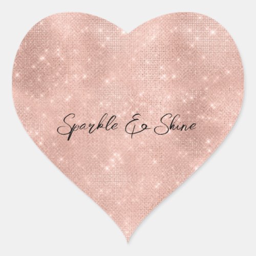 Glam Rose Gold Sparkle Heart Sticker