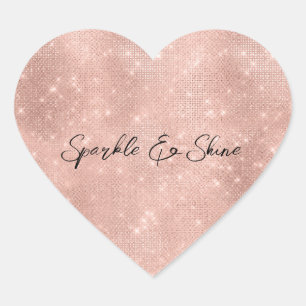 Glam Rose Gold Sparkle Heart Sticker