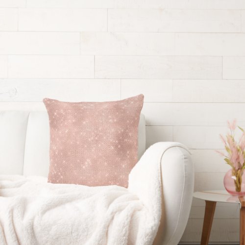 Glam Rose Gold Sparkle Throw Pillow