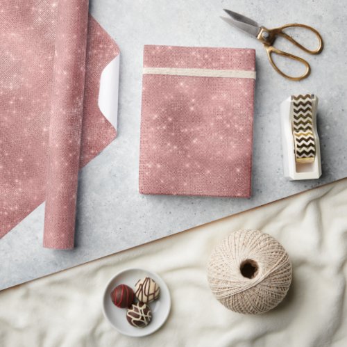Glam Rose Gold Sparkle Wrapping Paper