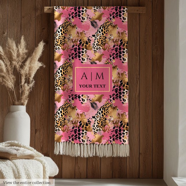 Glam rose gold watercolor leopard skin fleece (Glam rose gold watercolor leopard skin fleece)