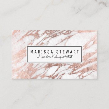 Glam Rose Gold White Marble Appointment Card by BlackStrawberry_Co at Zazzle