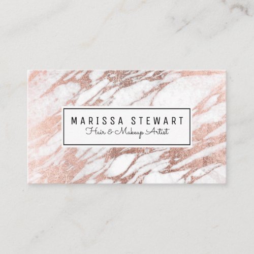 Glam Rose Gold White Marble Appointment Card