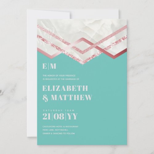 Glam Rosegold DECO Wedding Invite Modern Chic