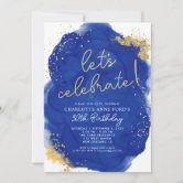 Blue Gold Glitter 18th Birthday Party Invitation | Zazzle