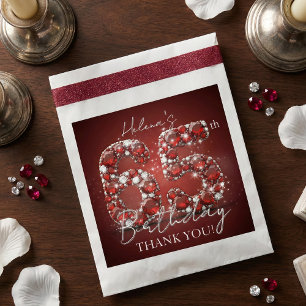 Glam Ruby Red Diamonds Elegant 65th Birthday Party Favor Bag