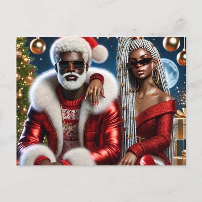 Glam Santa & Mrs. Claus Luxury Xmas Card (Front)