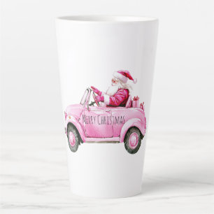 Glam Santa Pink Car Christmas Latte Mug