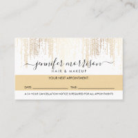Glam Script Gold Confetti Rain Appointment Card