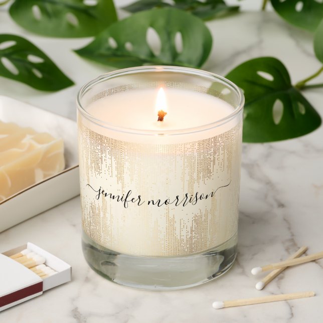 Glam Script Gold Confetti Rain Scented Candle (Lit)