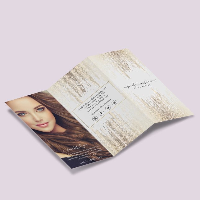 Glam Script Gold Confetti Rain Tri-Fold Brochure Flyer (Creator Uploaded)
