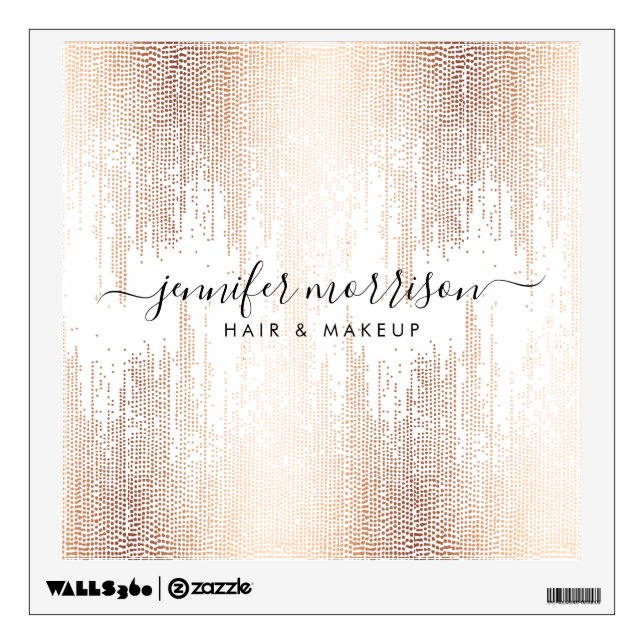 Glam Script Rose Gold Confetti Rain Wall Decal (Front)