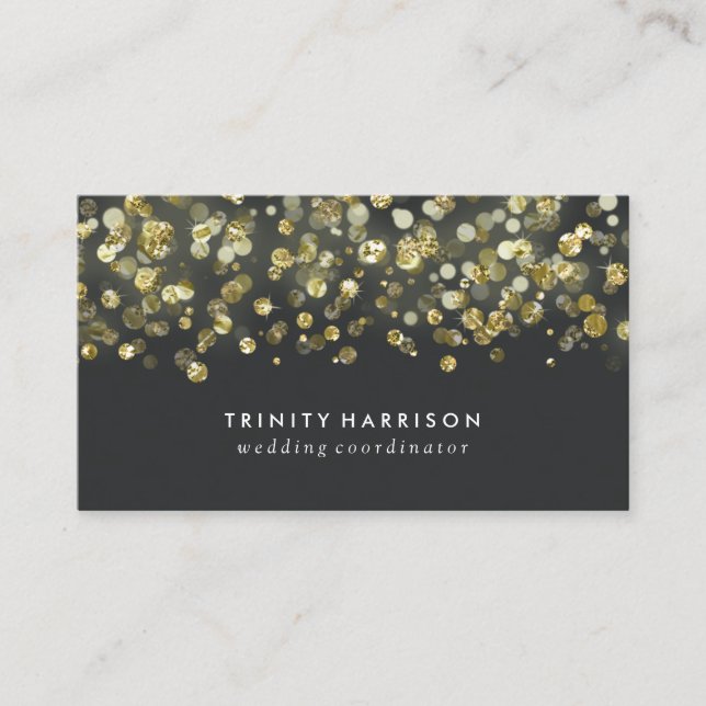 Glam Sequins | Chic Faux Gold Foil Business Card (Front)
