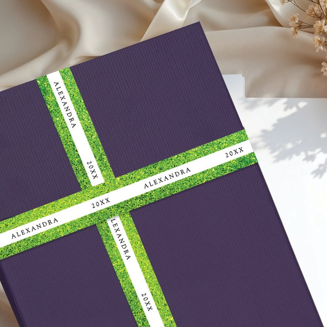 Glam Shimmer Purple And Pink Sparkle Glitter Typo Satin Ribbon (Creator Uploaded)