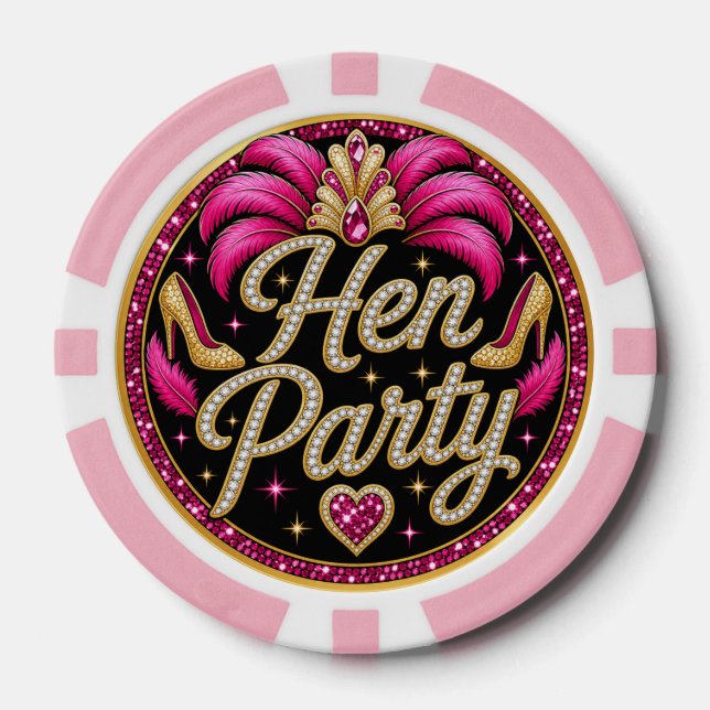 Glam Showgirl Hen Party Las Vegas Photo Poker Chips (Front)