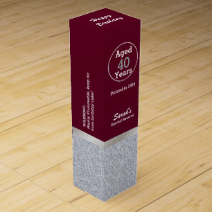 Glam Silver and Maroon Custom Birthday Wine Box