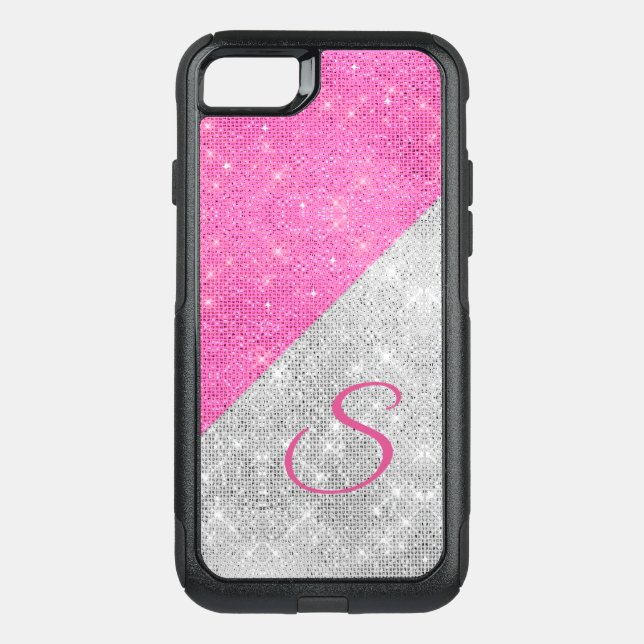 Glam Silver and Pink Otterbox iPhone 8 Case (Back)
