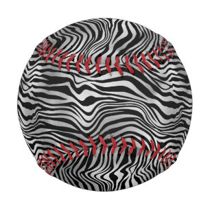 Glam Silver Black Zebra Print Baseball