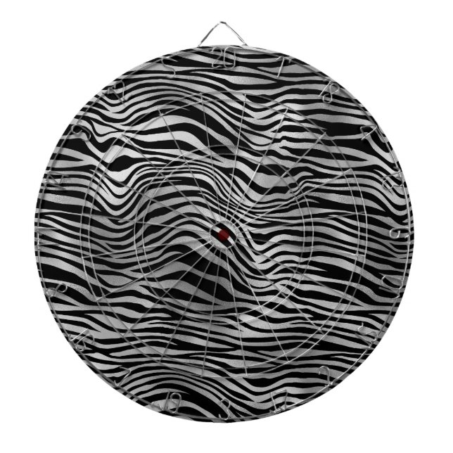 Glam Silver Black Zebra Print Dart Board (Front)