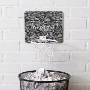 Glam Silver Black Zebra Print Mini Basketball Hoop