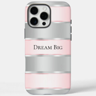 Glam Silver Blush Pink Ribbon iPhone 16 Pro Max Case