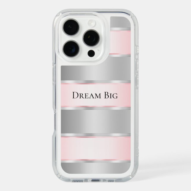 Glam Silver Blush Pink Ribbon  Speck iPhone Case (Front)