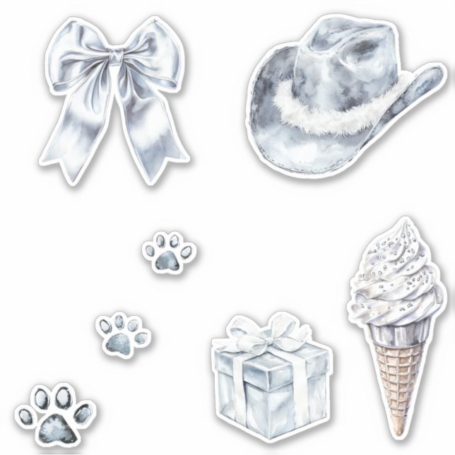Glam Silver Bow Sticker (Front)