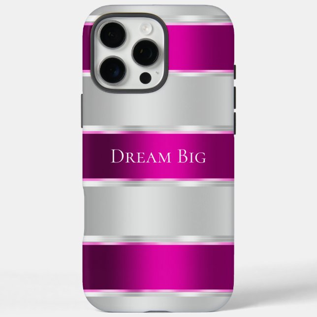 Glam SIlver Chic Pink Ribbon  Case-Mate iPhone Case (Back)