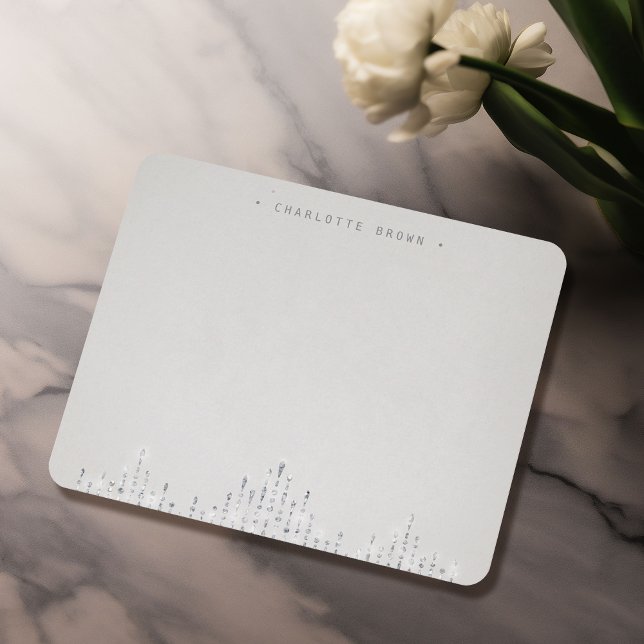 Glam silver deco vintage personalized stationery note card (Glam silver deco vintage personalized stationery note card)
