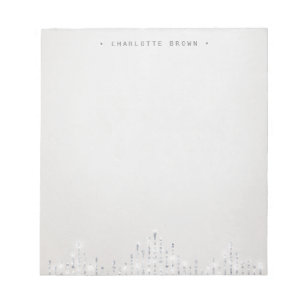 Glam silver deco vintage personalized stationery notepad
