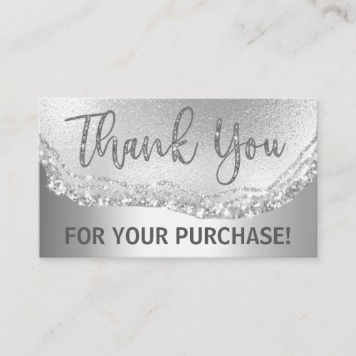 Glam Silver Foil Agate Thank You Purchase Insert