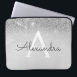 Glam Silver Glitter and Sparkle Chic Monogrammed Laptop Sleeve<br><div class="desc">Silver Ombre Faux Glitter and Sparkle Modern and Elegant Monogram Case. This case can be customized to include your initial and first name.</div>