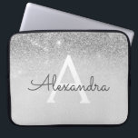 Glam Silver Glitter and Sparkle Chic Monogrammed Laptop Sleeve<br><div class="desc">Silver Ombre Faux Glitter and Sparkle Modern and Elegant Monogram Case. This case can be customized to include your initial and first name.</div>