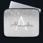 Glam Silver Glitter and Sparkle Chic Monogrammed Laptop Sleeve<br><div class="desc">Silver Ombre Faux Glitter and Sparkle Modern and Elegant Monogram Case. This case can be customized to include your initial and first name.</div>