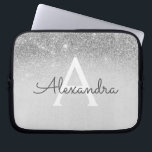 Glam Silver Glitter and Sparkle Chic Monogrammed Laptop Sleeve<br><div class="desc">Silver Ombre Faux Glitter and Sparkle Modern and Elegant Monogram Case. This case can be customized to include your initial and first name.</div>