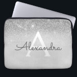 Glam Silver Glitter and Sparkle Chic Monogrammed Laptop Sleeve<br><div class="desc">Silver Ombre Faux Glitter and Sparkle Modern and Elegant Monogram Case. This case can be customized to include your initial and first name.</div>