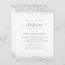 Glam Silver Glitter Christmas Party Invite