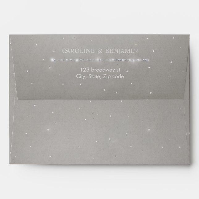 Glam silver glitter deco vintage wedding envelope (Back (Top Flap))