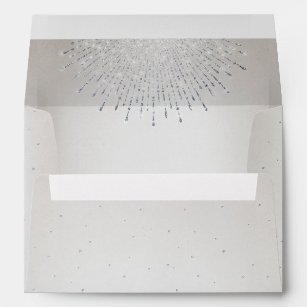 Glam Silver Glitter Deco Vintage Wedding Envelope