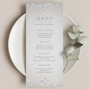 Glam silver glitter deco vintage wedding menu