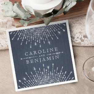 Glam silver glitter deco vintage wedding monogram napkins