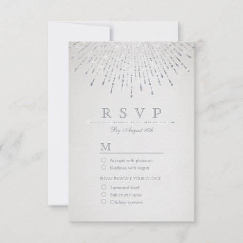 Glam silver glitter deco vintage wedding RSVP