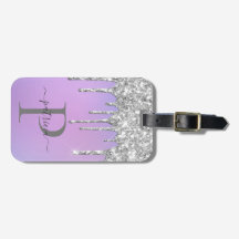 Glam Silver Glitter Drips Elegant Monogram