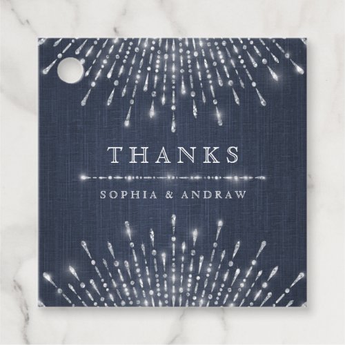 Glam silver glitter navy vintage deco thank you favor tags