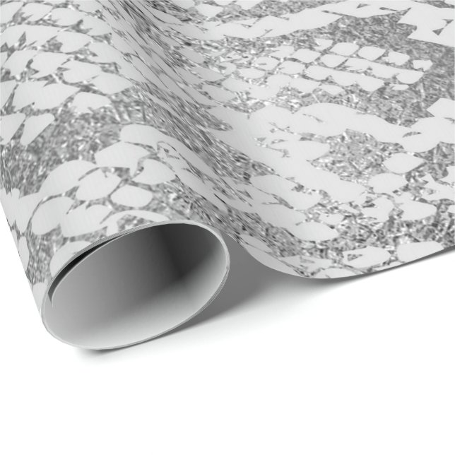 Glam Silver Gray Monochrom Python Snake Skin Vip Wrapping Paper (Roll Corner)